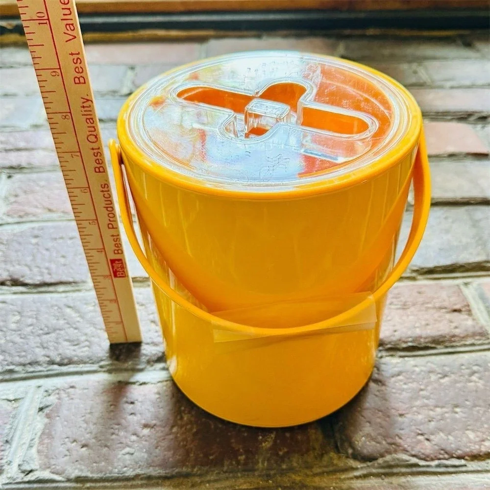 Drulane Retro Yellow Ice Bucket Set w/ 4 Glasses Stir Sticks summer cocktail MCM